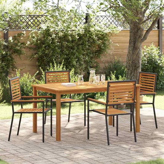 Garten Essgruppe 5 pcs Schwarz Poly Rattan