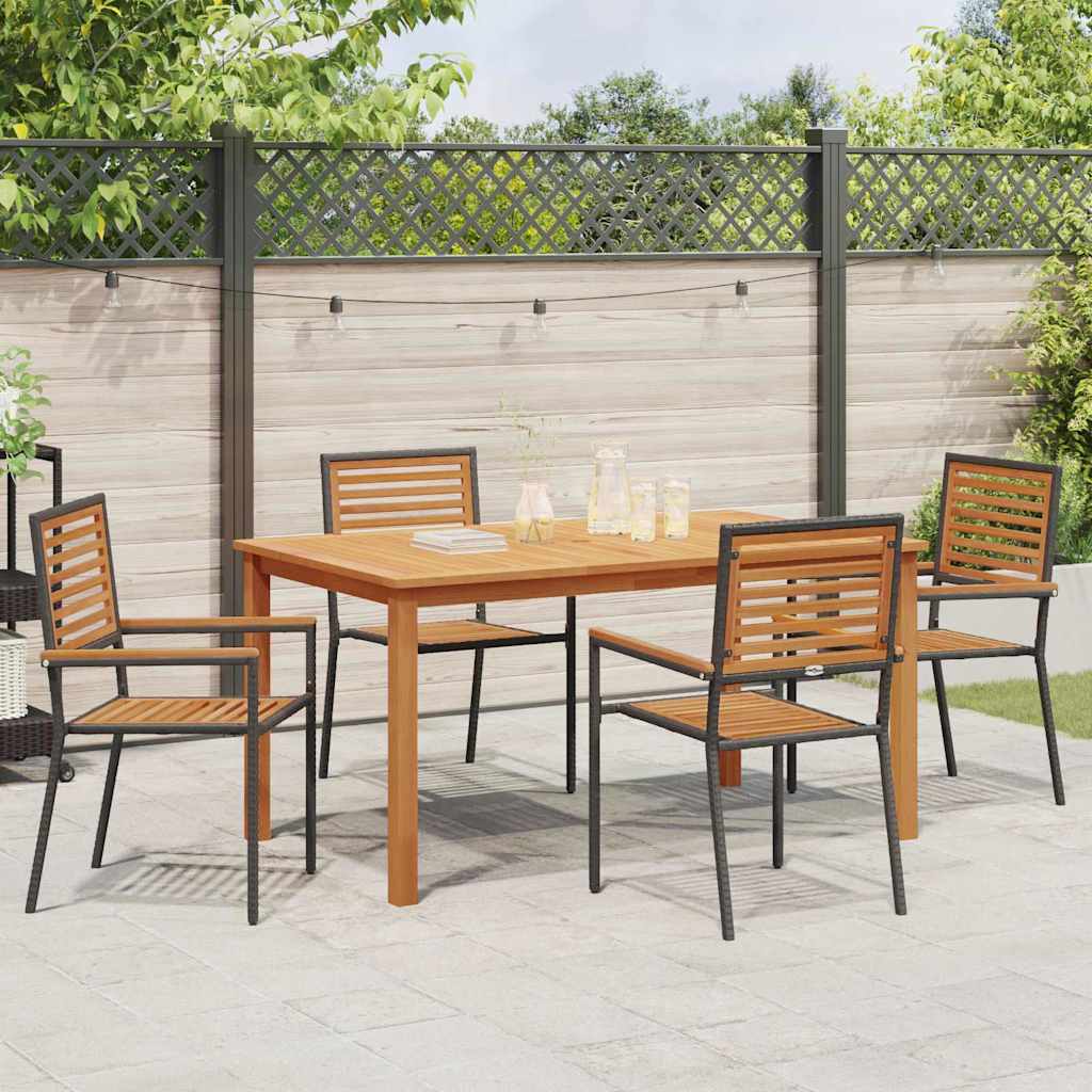 Garten Essgruppe 5 pcs Schwarz Poly Rattan