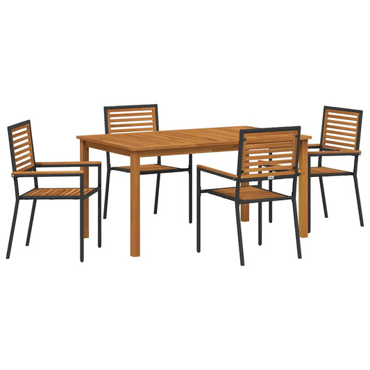 Garten Essgruppe 5 pcs Schwarz Poly Rattan
