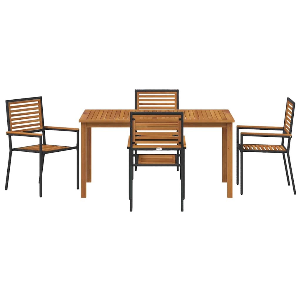 Garten Essgruppe 5 pcs Schwarz Poly Rattan