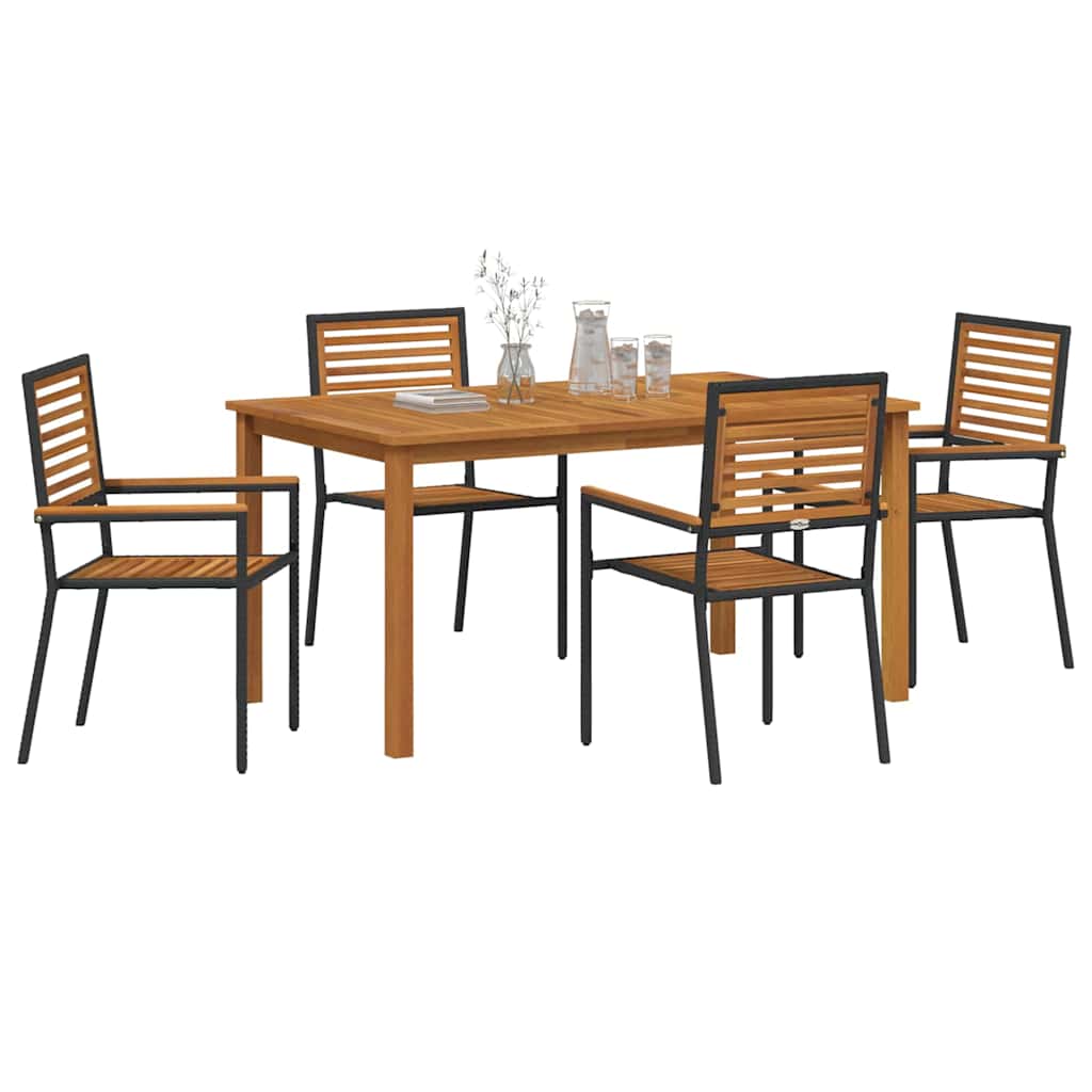 Garten Essgruppe 5 pcs Schwarz Poly Rattan