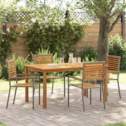 Garten Essgruppe 5 pcs Grau Poly Rattan