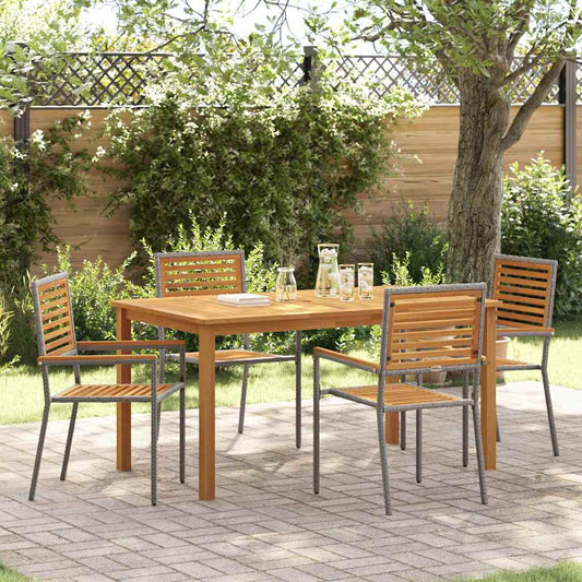Garten Essgruppe 5 pcs Grau Poly Rattan