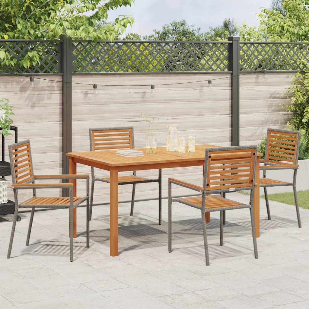 Garten Essgruppe 5 pcs Grau Poly Rattan