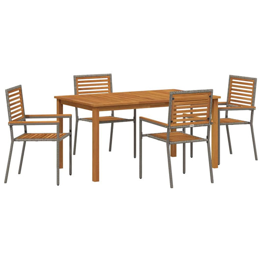 Garten Essgruppe 5 pcs Grau Poly Rattan