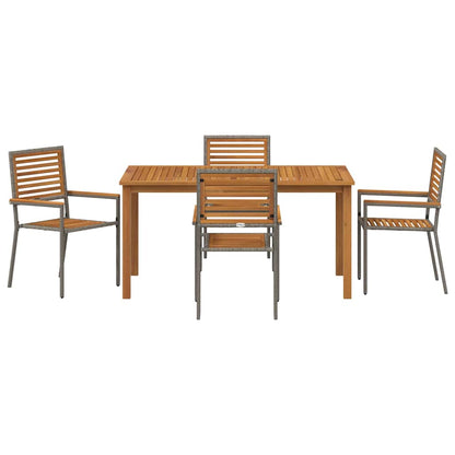 Garten Essgruppe 5 pcs Grau Poly Rattan
