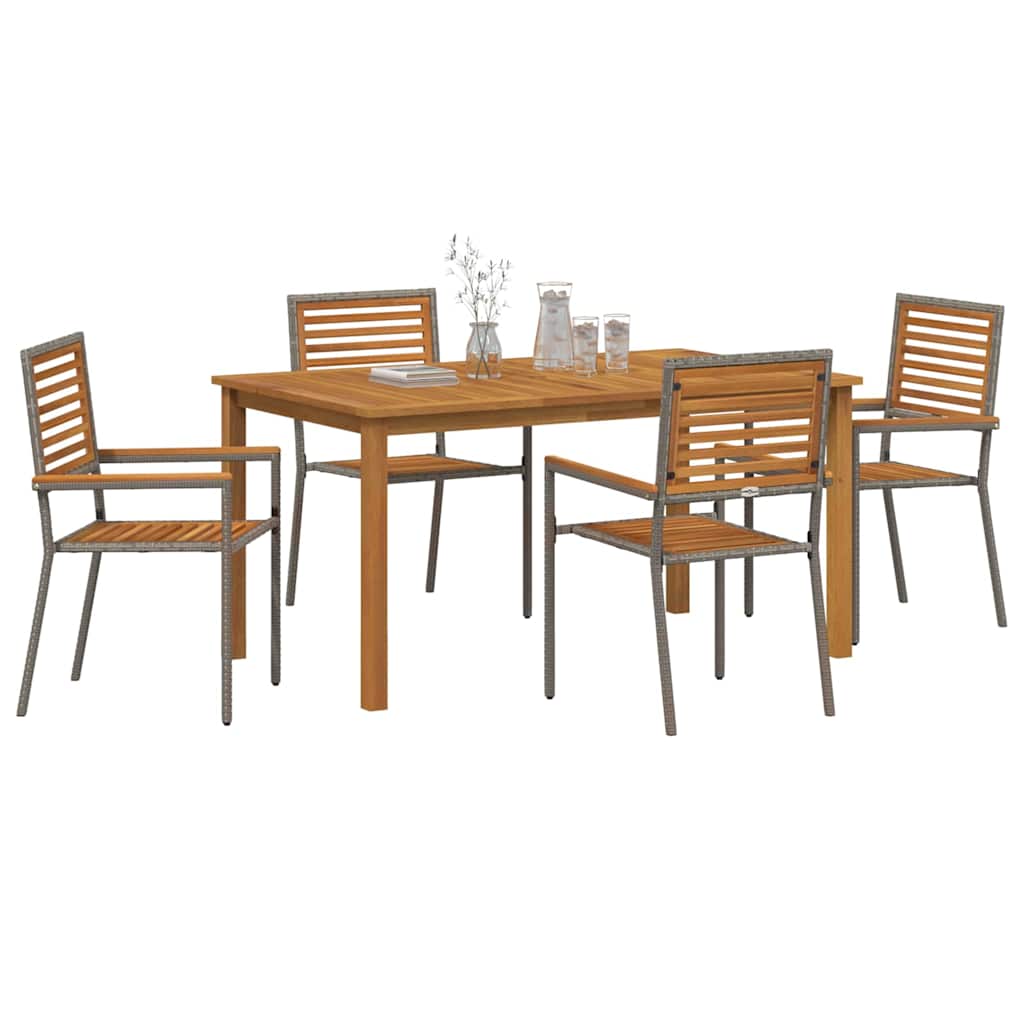 Garten Essgruppe 5 pcs Grau Poly Rattan