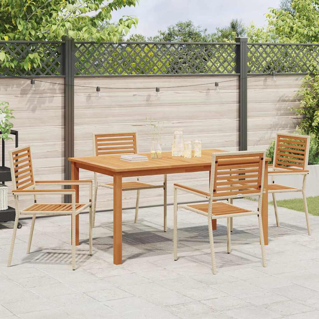 Garten Essgruppe 5 pcs Beige Poly Rattan
