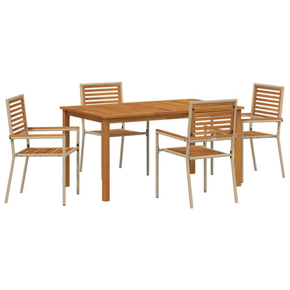 Garten Essgruppe 5 pcs Beige Poly Rattan