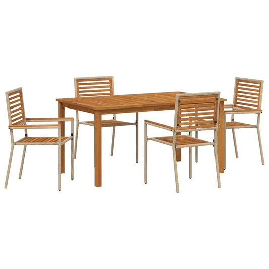 Garten Essgruppe 5 pcs Beige Poly Rattan