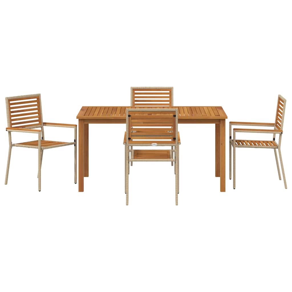 Garten Essgruppe 5 pcs Beige Poly Rattan