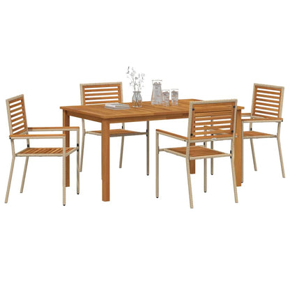 Garten Essgruppe 5 pcs Beige Poly Rattan
