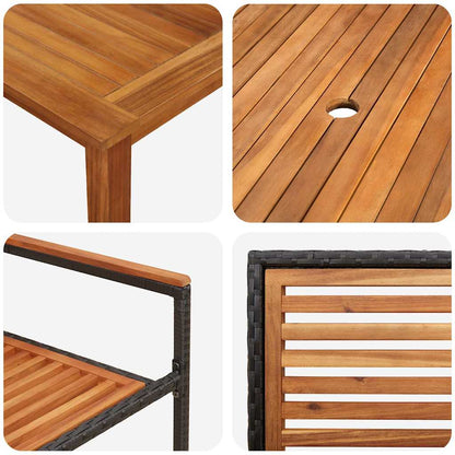 Garten Essgruppe 7 pcs Schwarz Poly Rattan