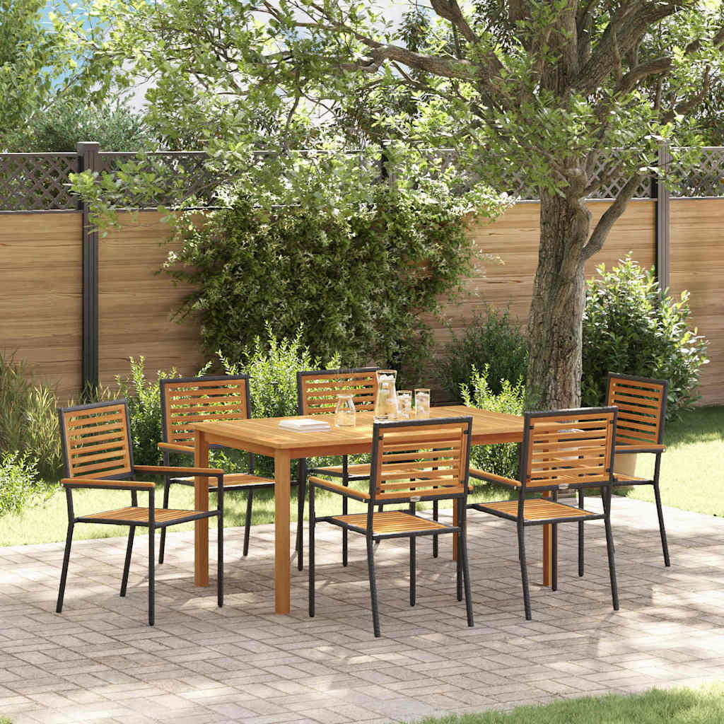 Garten Essgruppe 7 pcs Schwarz Poly Rattan