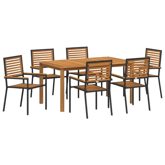 Garten Essgruppe 7 pcs Schwarz Poly Rattan