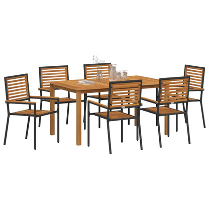 Garten Essgruppe 7 pcs Schwarz Poly Rattan