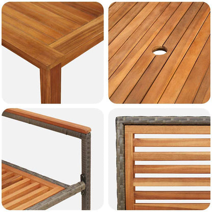 Garten Essgruppe 7 pcs Grau Poly Rattan