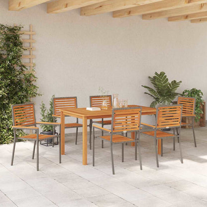 Garten Essgruppe 7 pcs Grau Poly Rattan