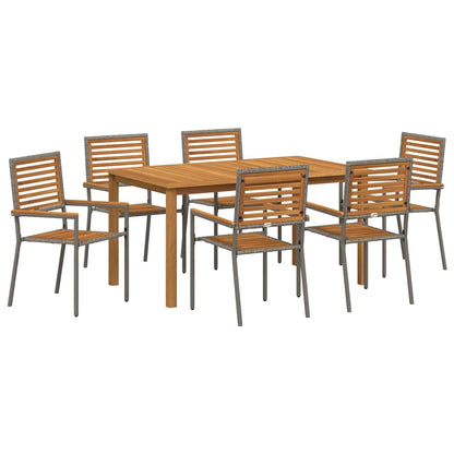 Garten Essgruppe 7 pcs Grau Poly Rattan