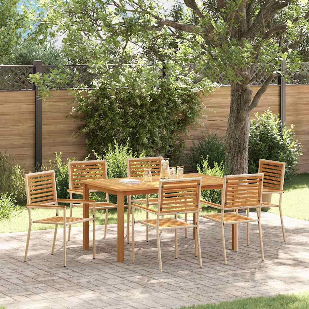 Garten Essgruppe 7 pcs Beige Poly Rattan