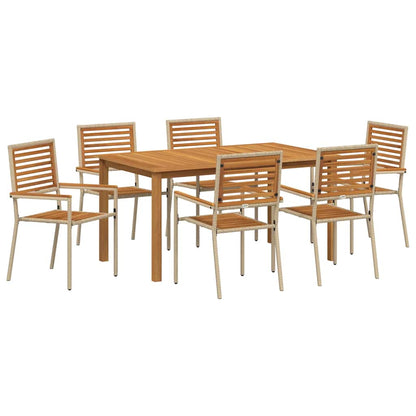 Garten Essgruppe 7 pcs Beige Poly Rattan