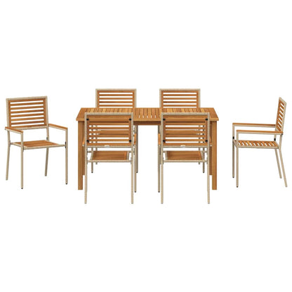 Garten Essgruppe 7 pcs Beige Poly Rattan