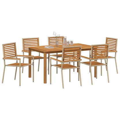 Garten Essgruppe 7 pcs Beige Poly Rattan
