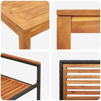 Garten Essgruppe 3 pcs Schwarz Poly Rattan