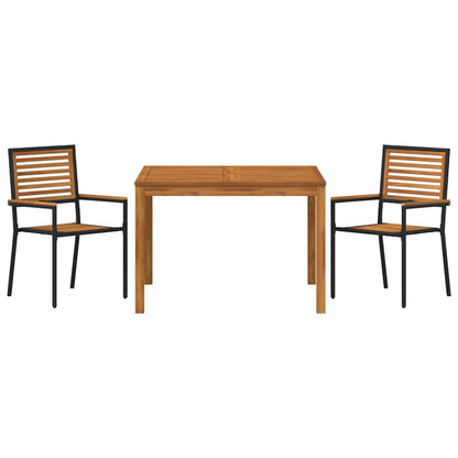 Garten Essgruppe 3 pcs Schwarz Poly Rattan