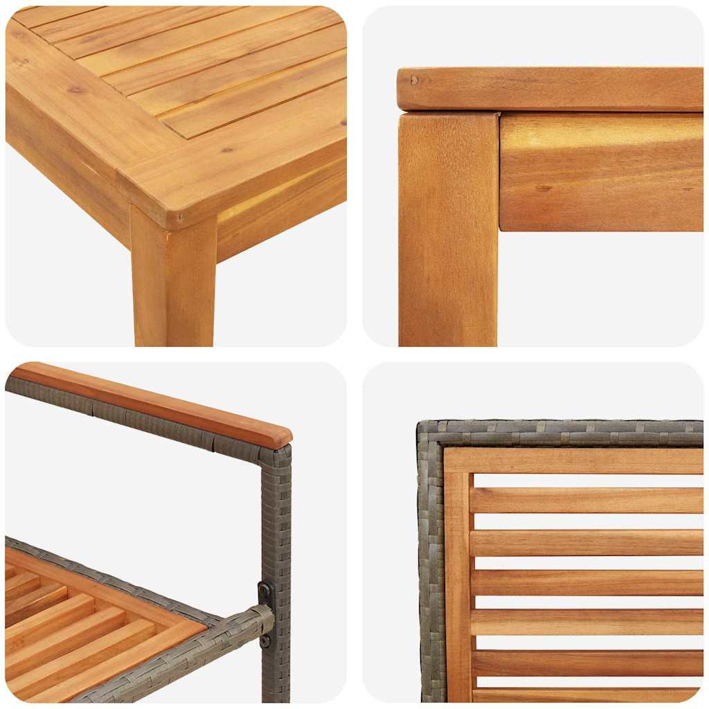 Garten Essgruppe 3 pcs Grau Poly Rattan