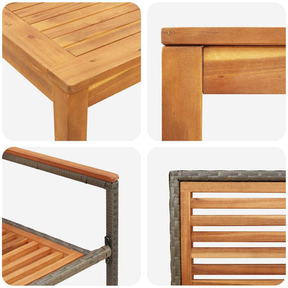 Garten Essgruppe 3 pcs Grau Poly Rattan