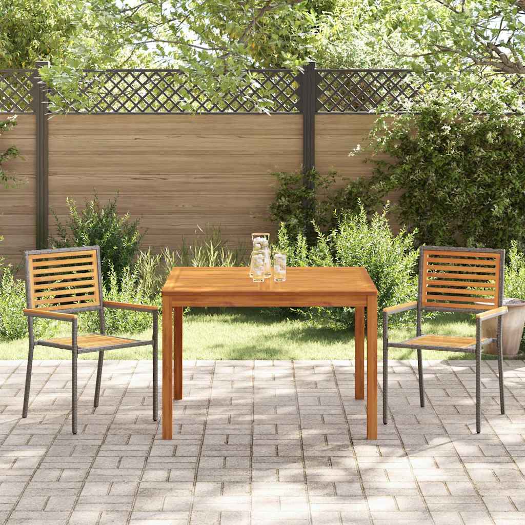 Garten Essgruppe 3 pcs Grau Poly Rattan