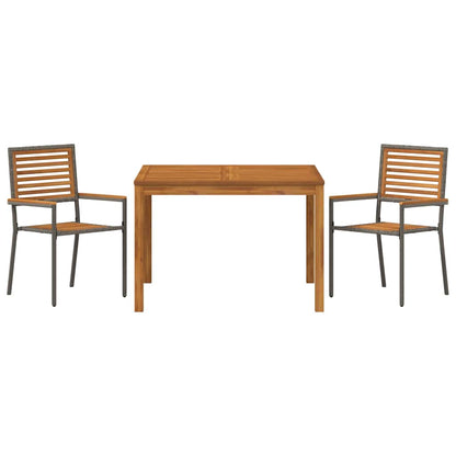 Garten Essgruppe 3 pcs Grau Poly Rattan