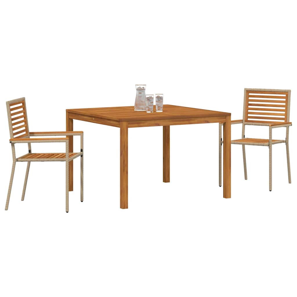 Garten Essgruppe 3 pcs Beige Poly Rattan
