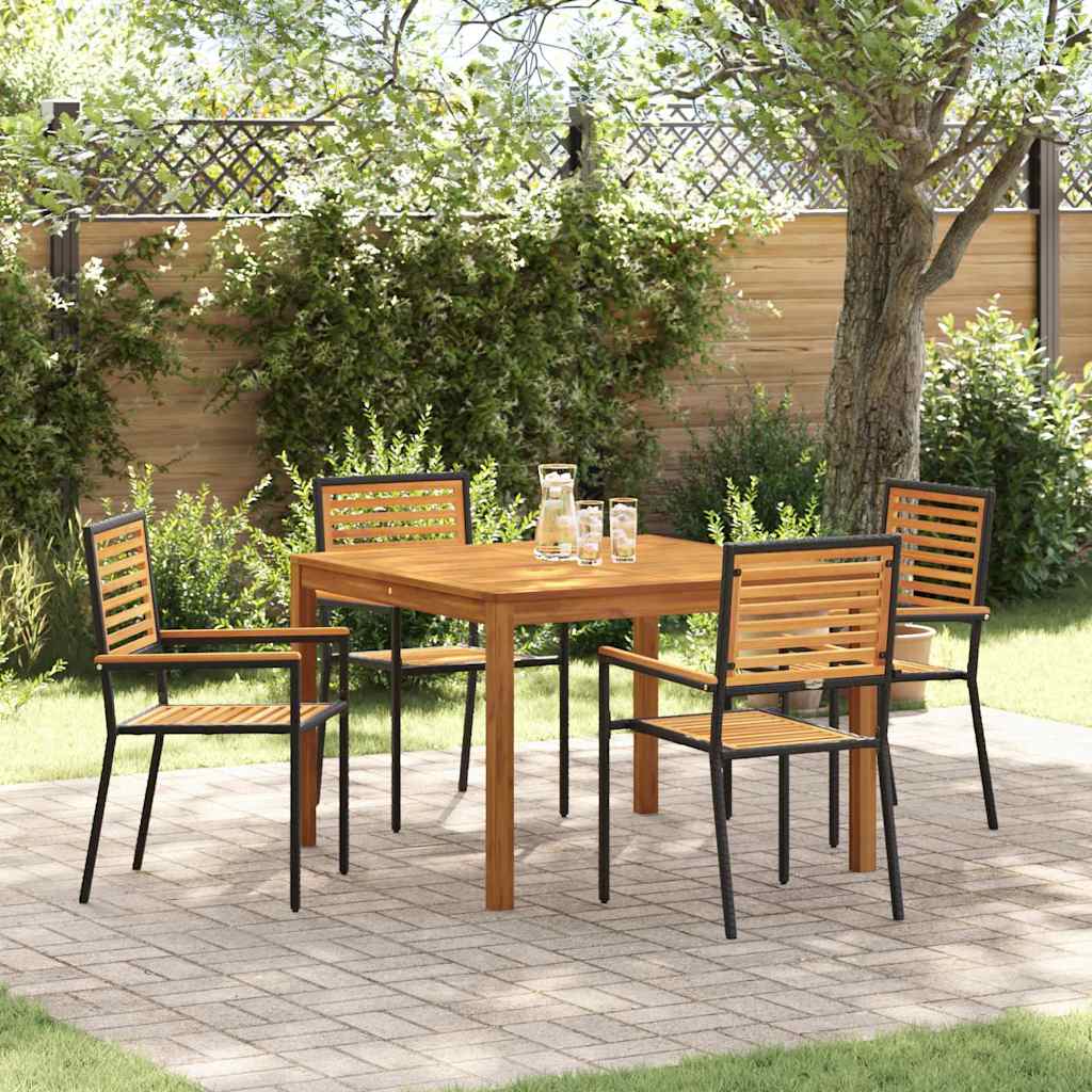 Garten Essgruppe 5 pcs Schwarz Poly Rattan