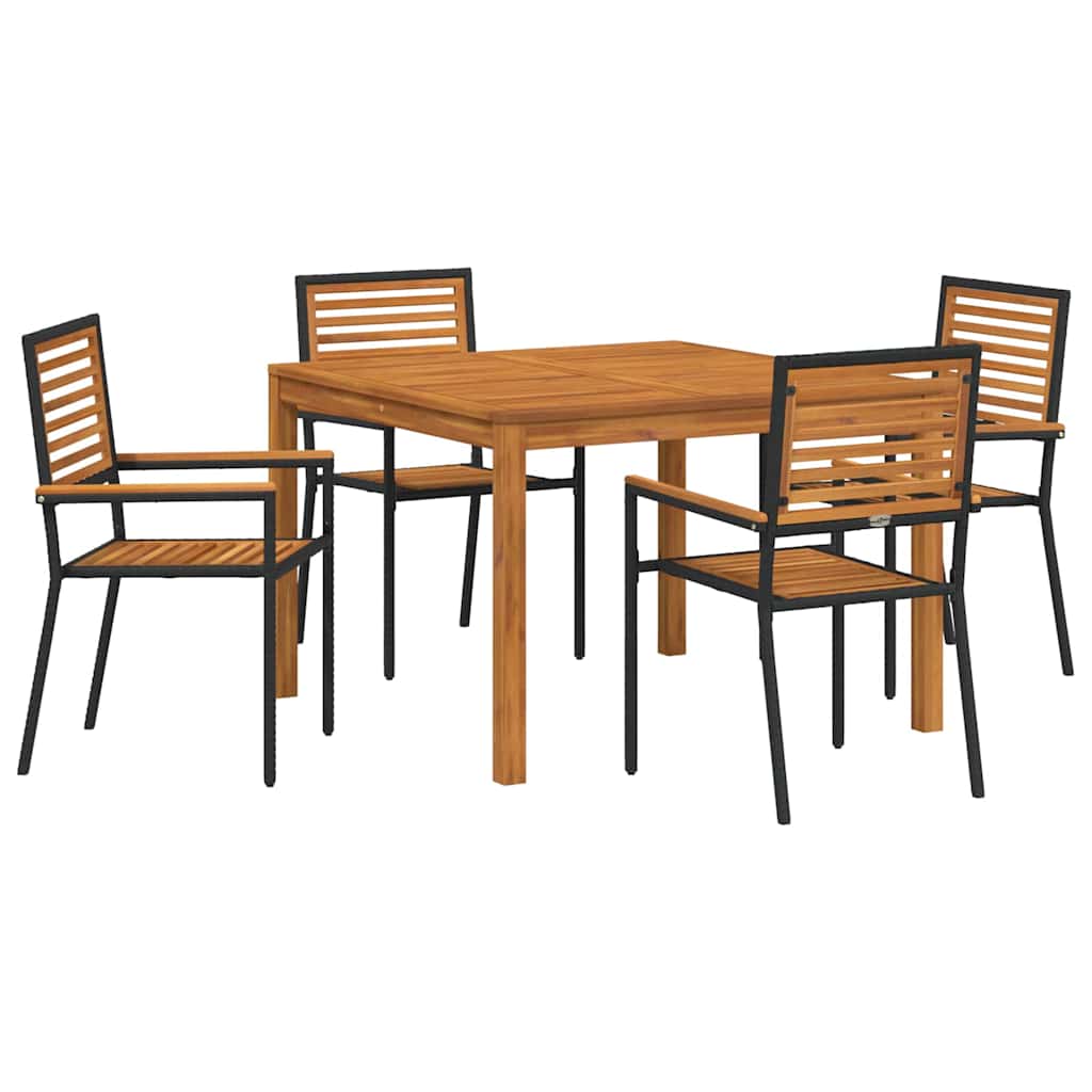 Garten Essgruppe 5 pcs Schwarz Poly Rattan