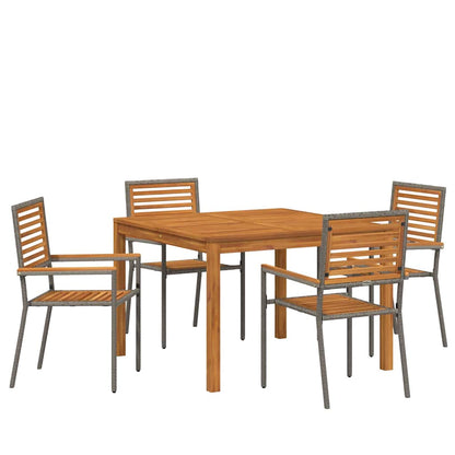Garten Essgruppe 5 pcs Grau Poly Rattan