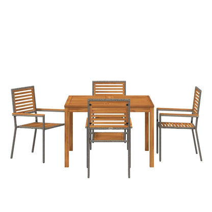 Garten Essgruppe 5 pcs Grau Poly Rattan