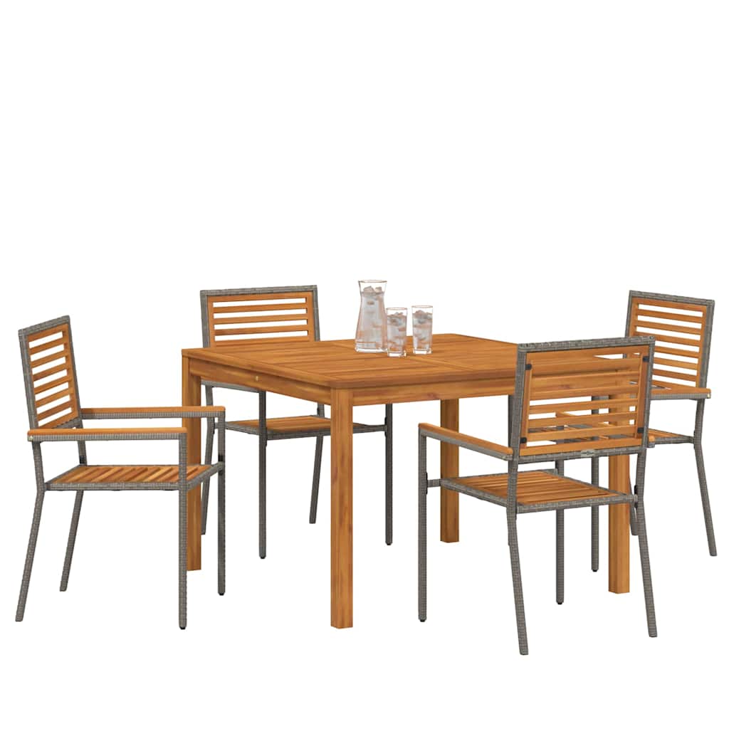 Garten Essgruppe 5 pcs Grau Poly Rattan