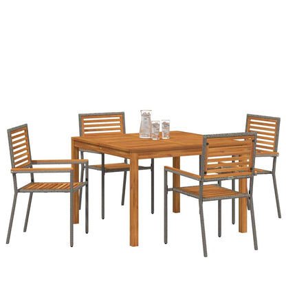 Garten Essgruppe 5 pcs Grau Poly Rattan