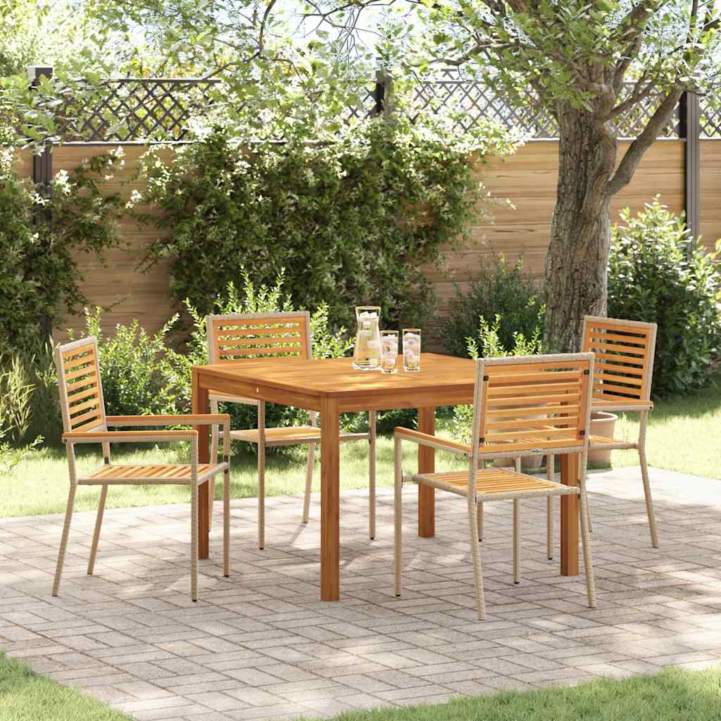 Garten Essgruppe 5 pcs Beige Poly Rattan