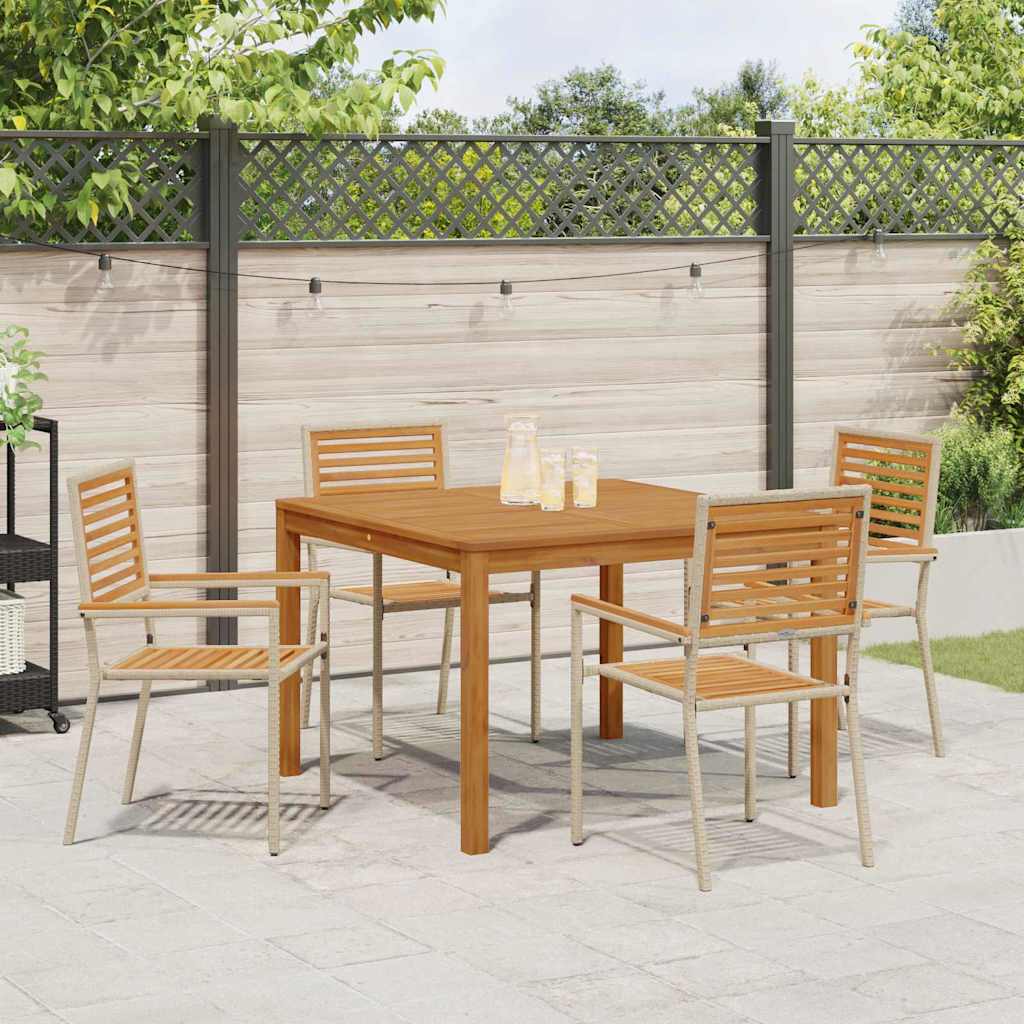Garten Essgruppe 5 pcs Beige Poly Rattan