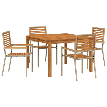 Garten Essgruppe 5 pcs Beige Poly Rattan