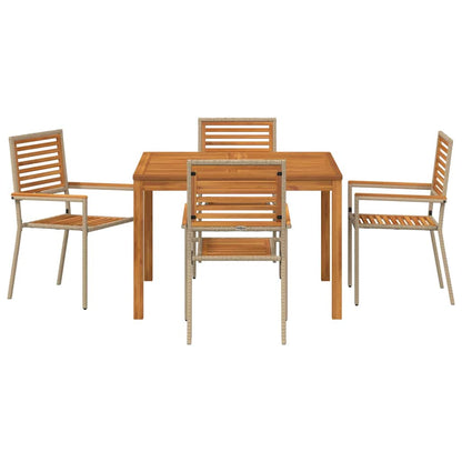 Garten Essgruppe 5 pcs Beige Poly Rattan
