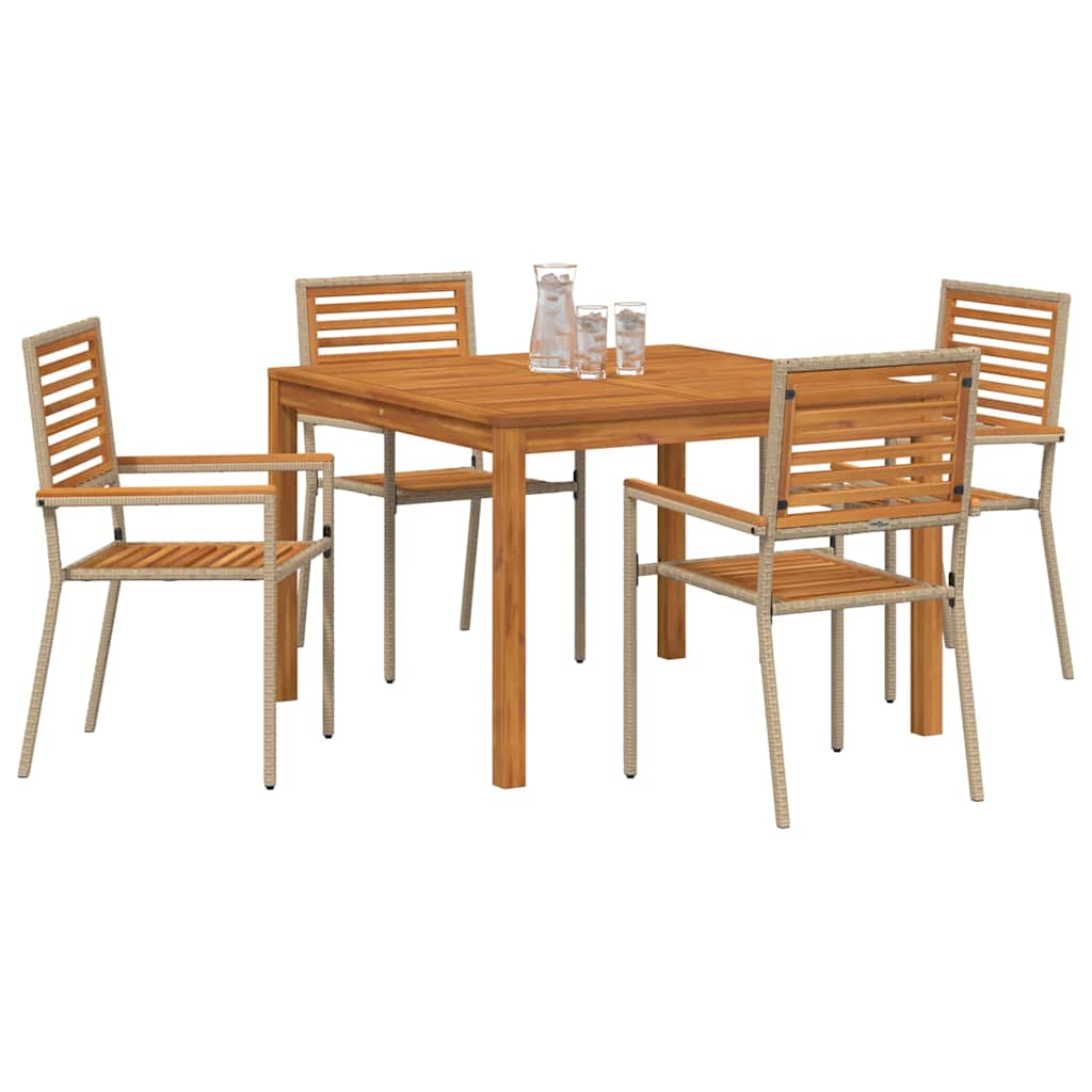 Garten Essgruppe 5 pcs Beige Poly Rattan