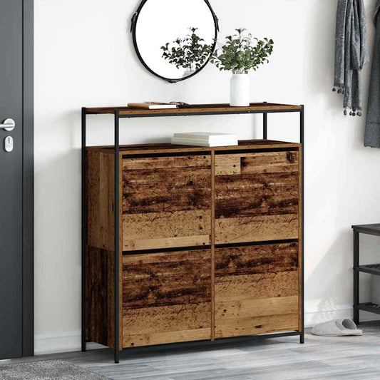 Schuhschrank mit Tür Altholz 100 x 34 x 112 cm Holzwerkstoff