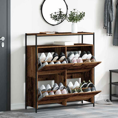 Schuhschrank mit Tür Altholz 100 x 34 x 112 cm Holzwerkstoff