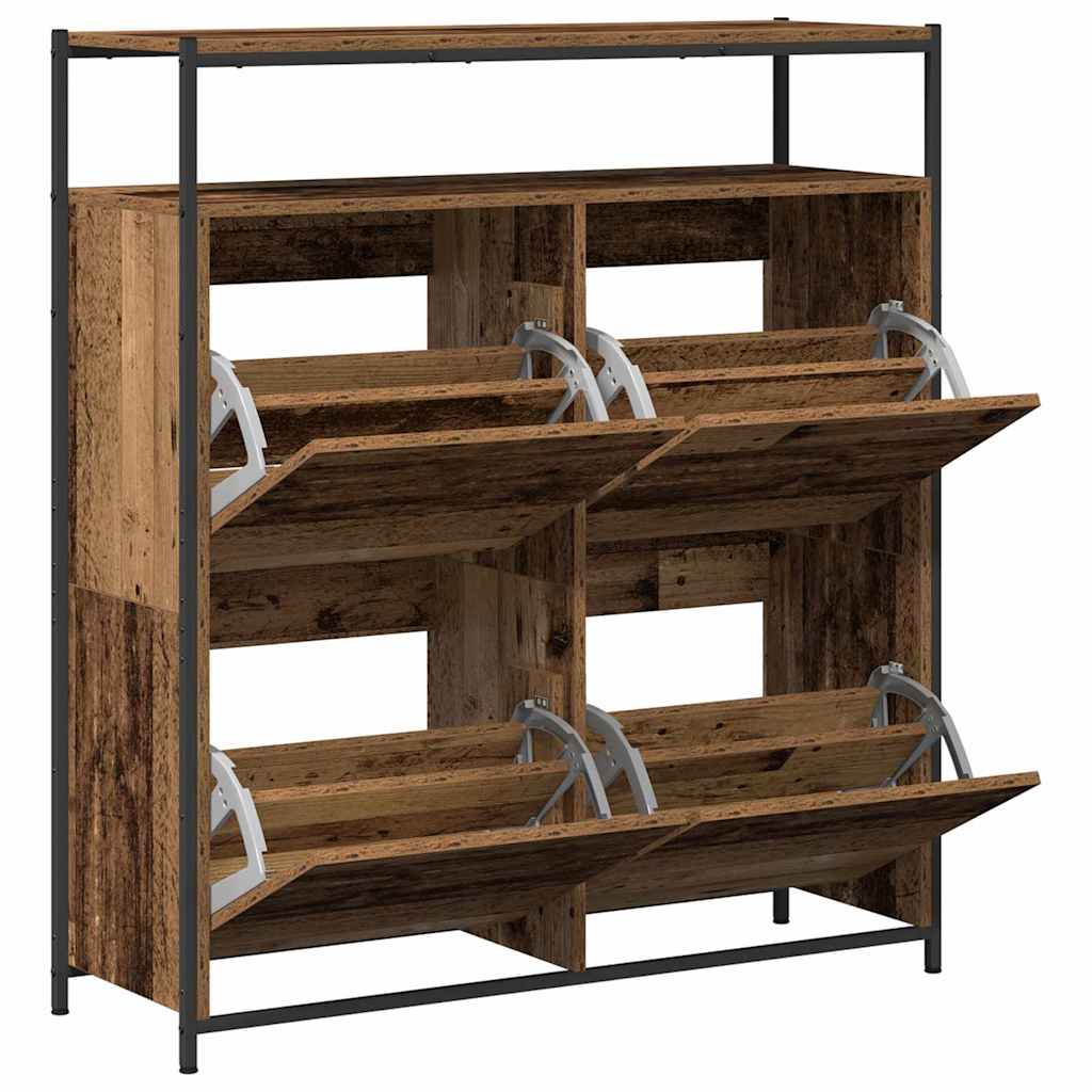 Schuhschrank mit Tür Altholz 100 x 34 x 112 cm Holzwerkstoff