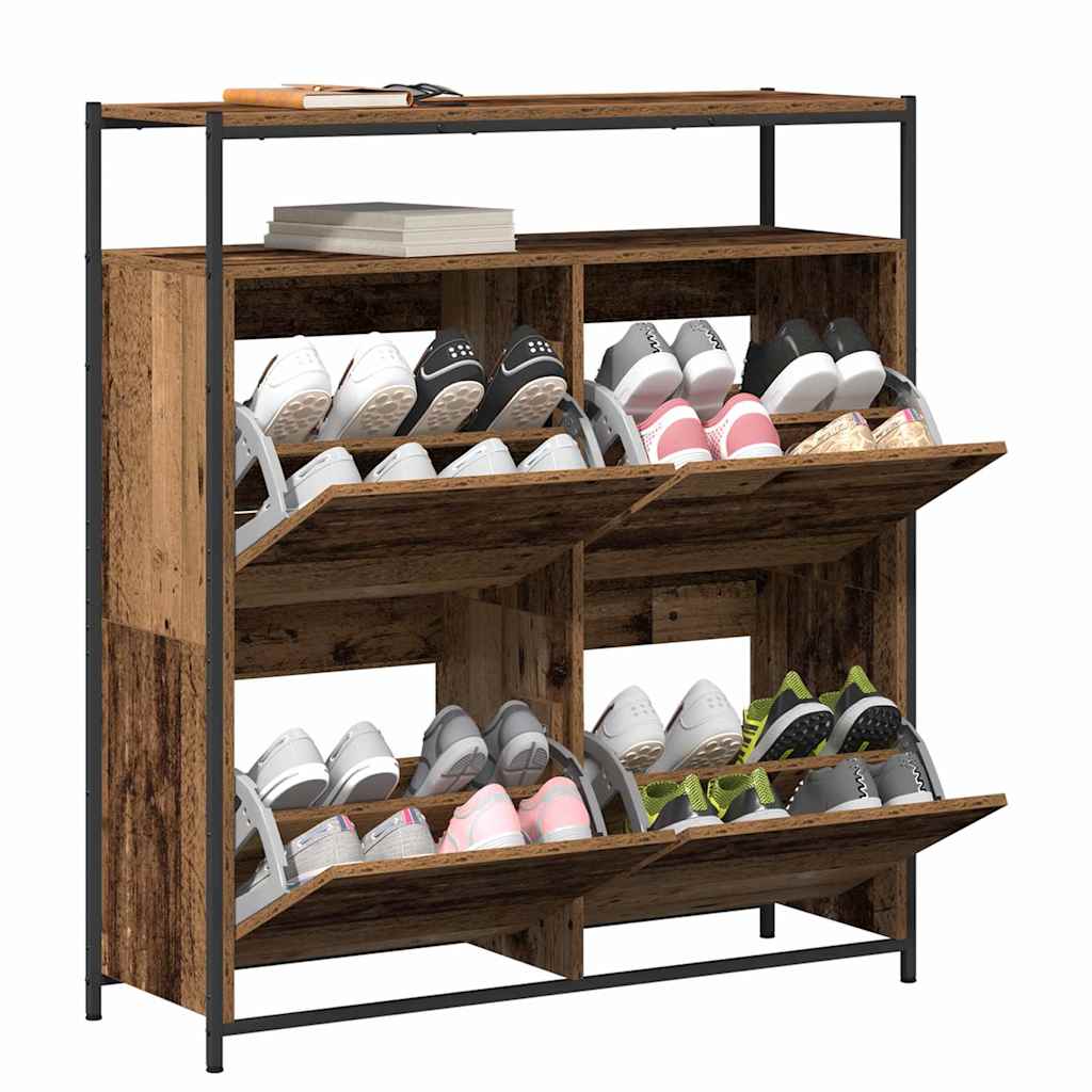 Schuhschrank mit Tür Altholz 100 x 34 x 112 cm Holzwerkstoff
