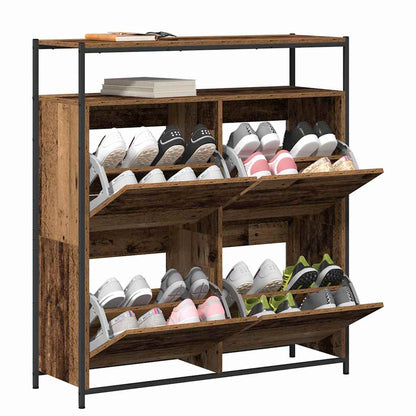 Schuhschrank mit Tür Altholz 100 x 34 x 112 cm Holzwerkstoff